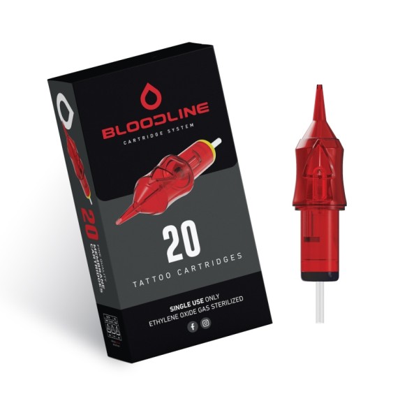 01 RL (Round Liner) Long Taper - Cartucce Aghi Tattoo BodySupply Bloodline - 20 pz