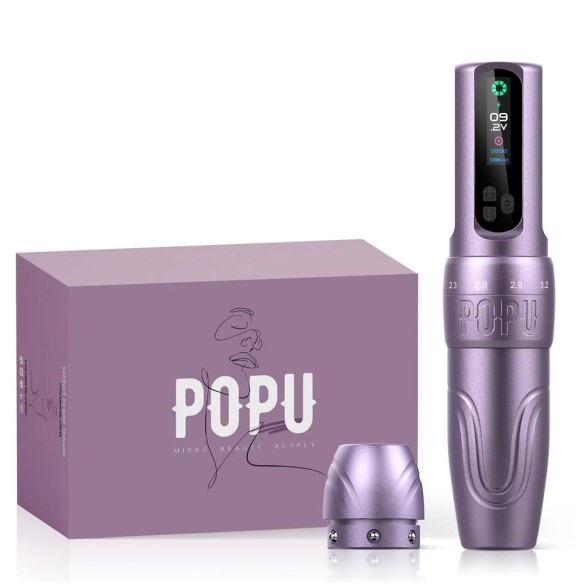 Popu Diva Lavender - Corsa Regolabile (2.0 - 3.5 mm) - Dermografo Wireless PMU Pen
