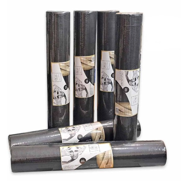 6 Rotoli Lenzuolino TNT+PLP Nero per Lettino - 60 cm x 70 m - Ro.ial