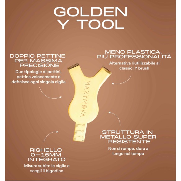 GOLDEN Y Tool per Laminazione Ciglia - Pettini e Righello MAXYMOVA