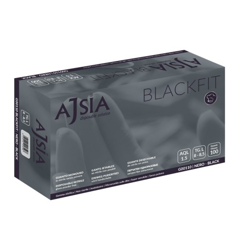 Guanti in Nitrile Neri Certificati CE - Senza Polvere - BLACKFIT - 100pz.