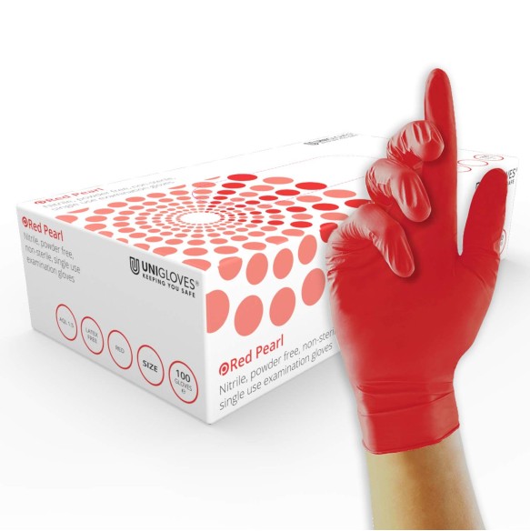 Guanti Unigloves RED PEARL in Nitrile - 100pz.