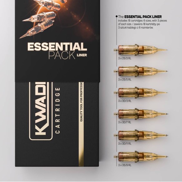Kwadron Cartridge System Liner Essential Pack - Cartucce Aghi Tattoo - 18 pz