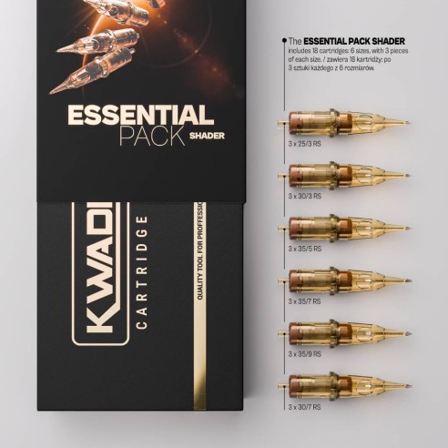 Kwadron Cartridge System Shader Essential Pack - Cartucce Aghi Tattoo - 18 pz