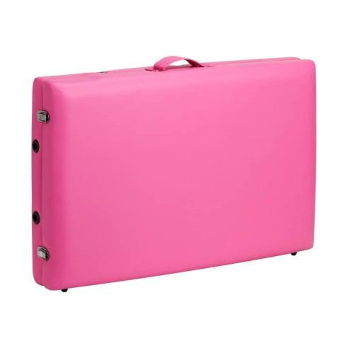 Lettino Pieghevole in Similpelle Rosa e Struttura in Alluminio