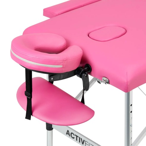 Lettino Pieghevole in Similpelle Rosa e Struttura in Alluminio
