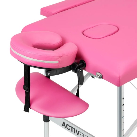 Lettino Pieghevole in Similpelle Rosa e Struttura in Alluminio