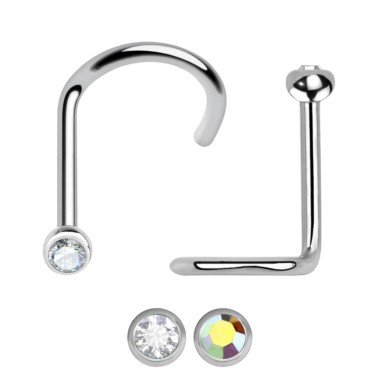 Piercing Naso Nose Screw in Titanio G23 ASTM F136 con Cristallo Incastonato