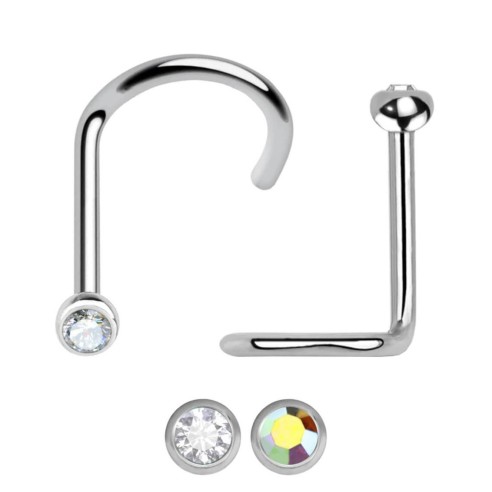 Piercing Naso Nose Screw in Titanio G23 ASTM F136 con Cristallo Incastonato