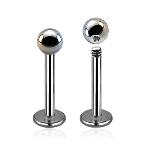 Labret in Titanio G23 ASTM F136 con Pallina