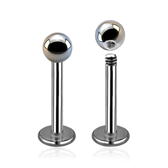 Labret in Titanio G23 ASTM F136 con Pallina