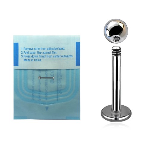 Labret STERILE in Titanio G23 ASTM F136 con Pallina