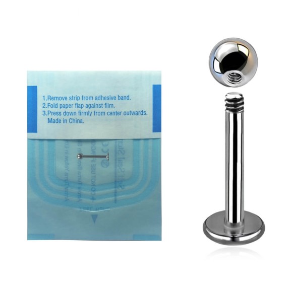 Labret STERILE in Titanio G23 ASTM F136 con Pallina