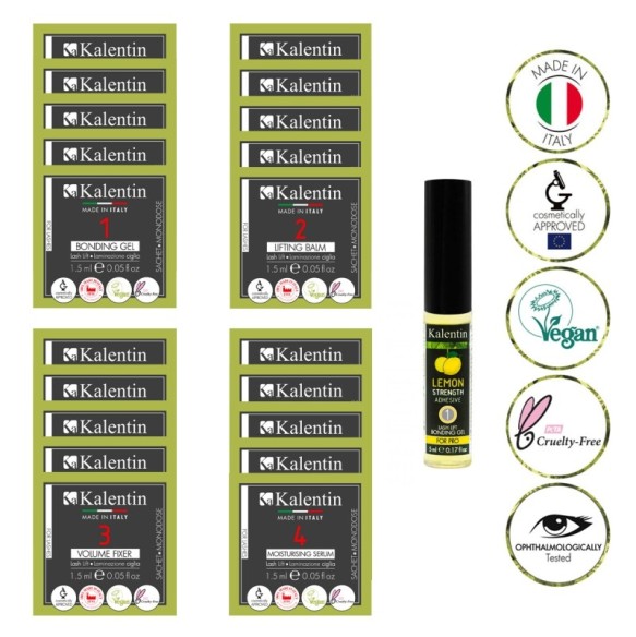 UNA LASH - 20 monodosi Laminazione Ciglia (5 applicazioni) + Tinta e Filler Hyaluronic - KALENTIN