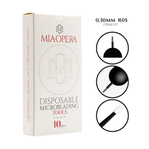 5 Microaghi ROUND - 0,30mm - Attacco Dritto - 10 pz - Manipolo da Microblading MiaOpera