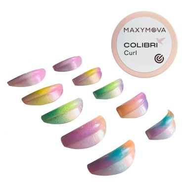 BIGODINI COLIBRI' CURL per Laminazione Ciglia MAXYMOVA - Semitrasparenti Colorati - 5 paia