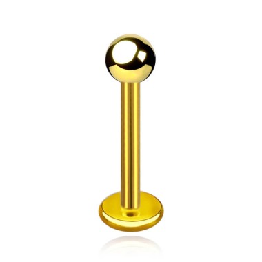 Labret in Titanio G23 ASTM F136 Oro PVD con Pallina