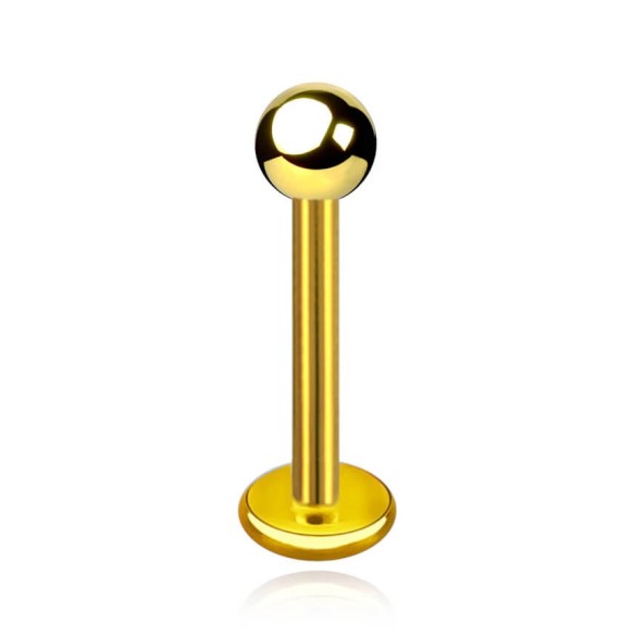 Labret in Titanio G23 ASTM F136 Oro PVD con Pallina