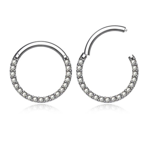 Clicker Septum in Acciaio Inox 316L con Zirconie Frontali