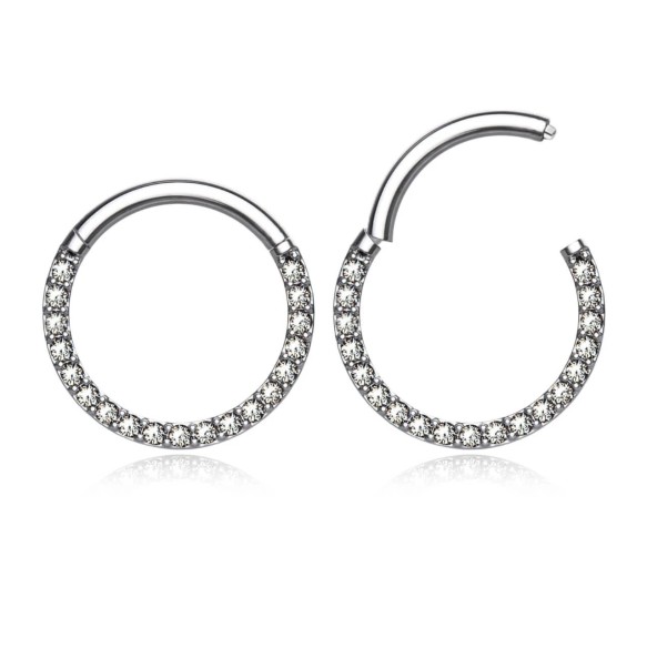 Clicker Septum in Acciaio Inox 316L con Zirconie Frontali