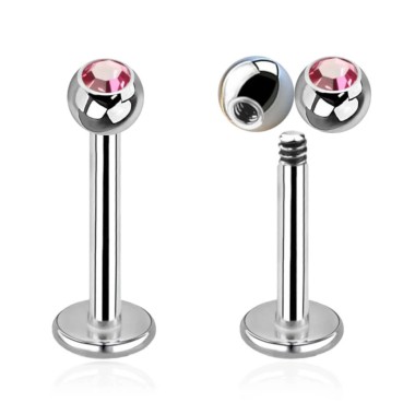 Labret in Acciaio Inox 316L con Cristallo Incastonato
