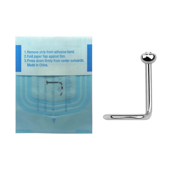 Piercing Naso Nose Screw STERILE in Acciaio Inox 316L con Cristallo CR