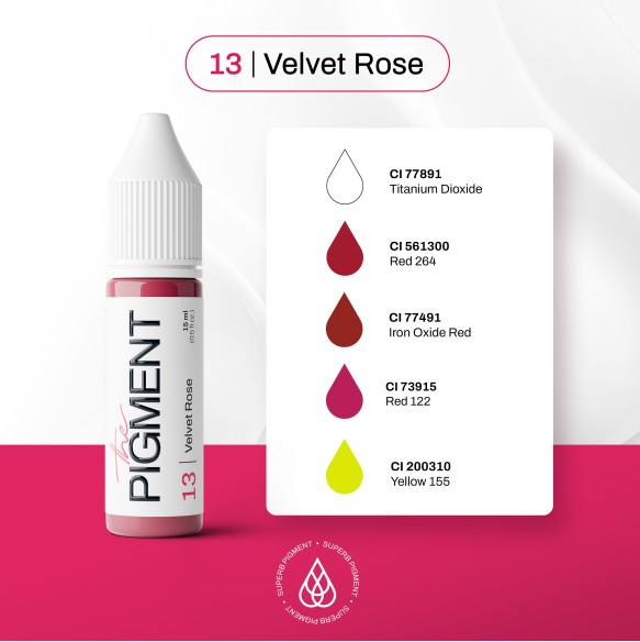 13 VELVET ROSE - The Pigment - 15ml - Pigmento PMU REACH