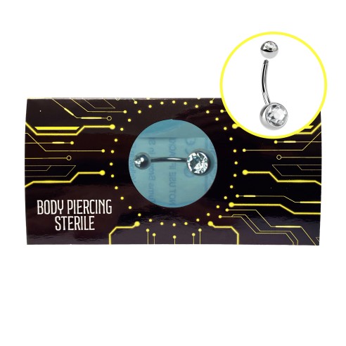 Banana Ombelico STERILE in Acciaio Inox 316L con Doppio Cristallo