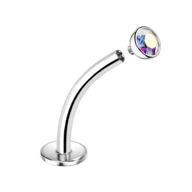 Labret Curvo in Titanio G23 ASTM F136 con Cristallo - Filettatura Interna