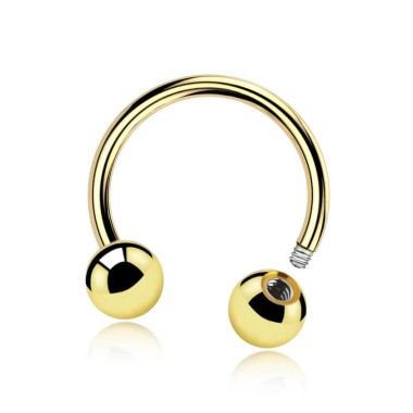 Circular Barbell in Titanio G23 ASTM F136 Oro PVD con Palline