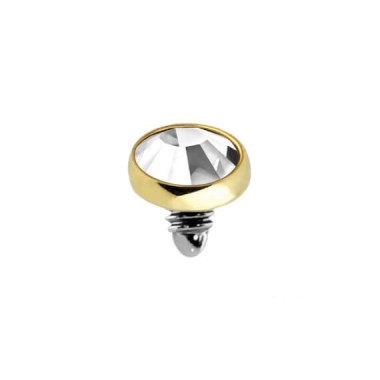Terminale Dermal in Titanio G23 ASTM F136 Oro PVD con Cristallo Incastonato
