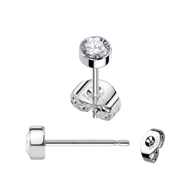Orecchini Ear Stud in Titanio ASTM F136 con Cristallo - Coppia