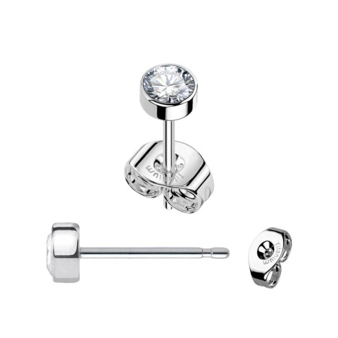 Orecchini Ear Stud in Titanio ASTM F136 con Cristallo - Coppia