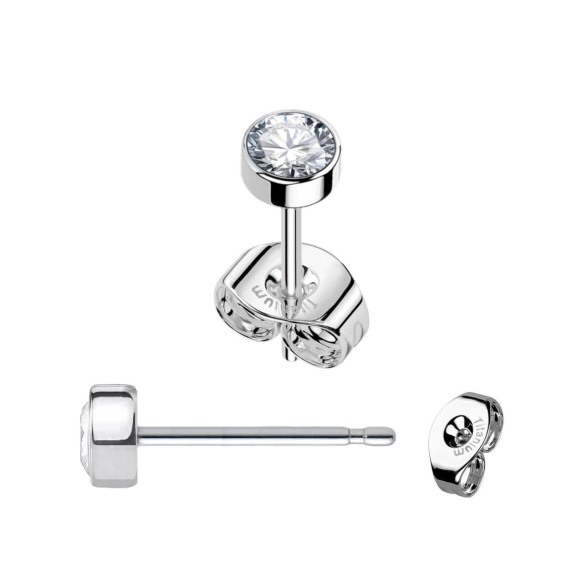 Orecchini Ear Stud in Titanio ASTM F136 con Cristallo - Coppia