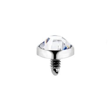 Terminale Dermal in Titanio G23 ASTM F136 con Cristallo Incastonato