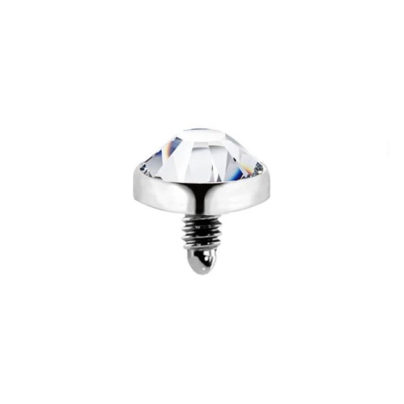 Terminale Dermal in Titanio G23 ASTM F136 con Cristallo Incastonato