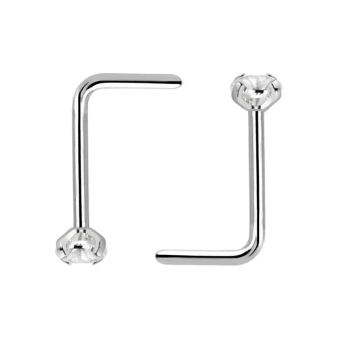 Piercing Naso L-Shape in Acciaio Inox 316L con Zirconia