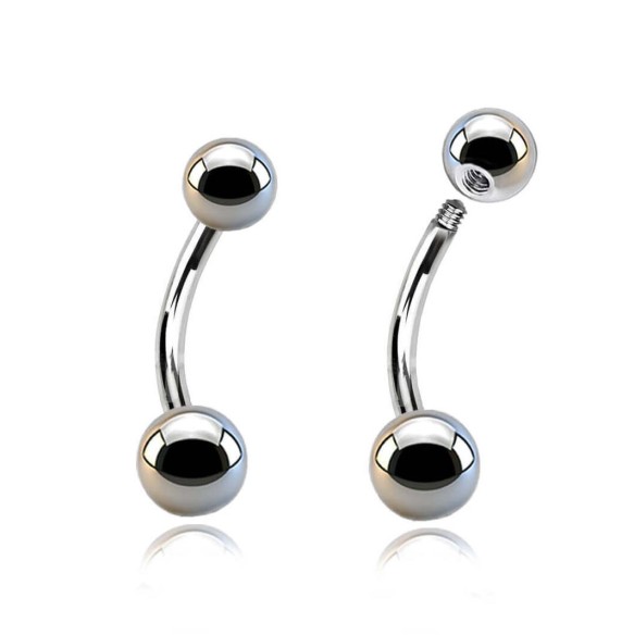 Banana Ombelico in Acciaio Inox 316L con Palline 5+6 / 5+8 mm