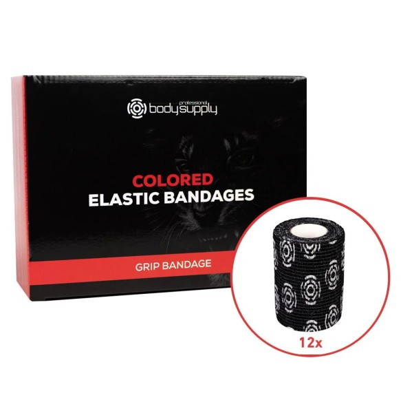 Benda Coesiva per Grip Tattoo - Grip Wrap Bandage - Nera 7,5 cm x 4,5 m - Box 12 pz.