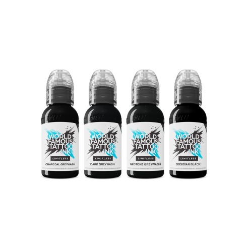 LINING & SHADING Set - World Famous Limitless - 4 × 30 ml - Colori Tattoo REACH