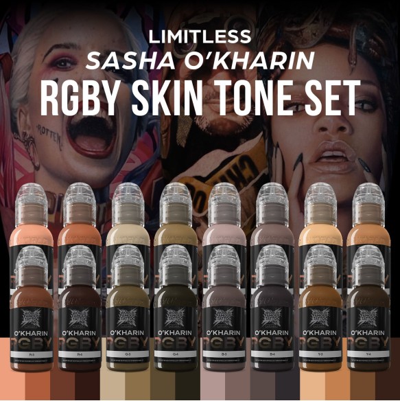 Sasha O'Kharin RGBY Set - World Famous Limitless - 16 × 30 ml - Colori Tattoo REACH