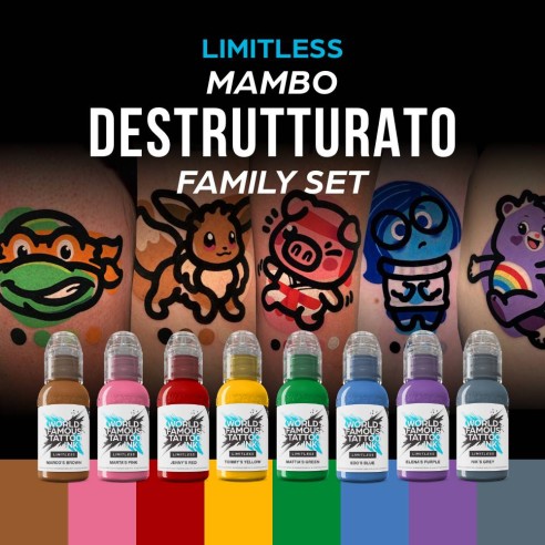 The MAMBO DESTRUTTURATO Family Set - World Famous Limitless - 8 × 30 ml - Colori Tattoo REACH