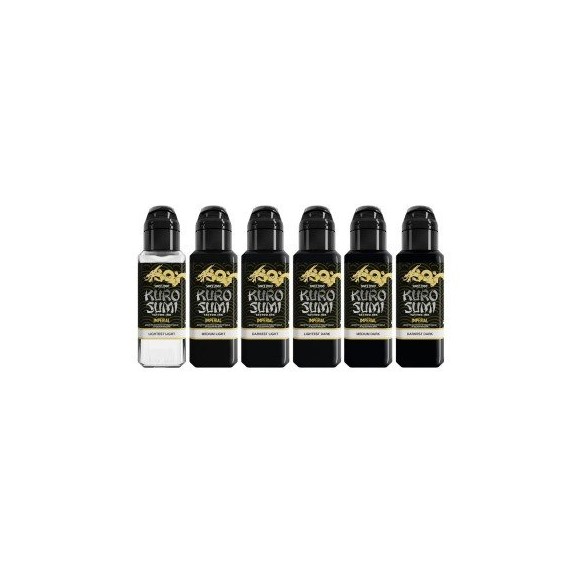 Fine Art BLACK & GREY SET Marta Make - Kuro Sumi Imperial - 6 × 44 ml - Colori Tattoo REACH
