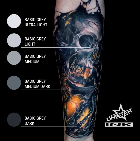 Basic Gray Light - UNISTAR INK - 30 ml - Colore Tattoo REACH