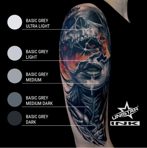 Basic Grey Dark - UNISTAR INK - 30 ml - Colore Tattoo REACH