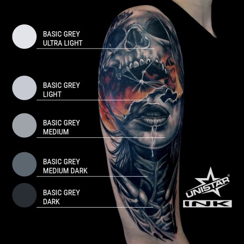 Basic Gray Medium Dark - UNISTAR INK - 30 ml - Colore Tattoo REACH