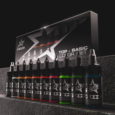 Top Basic Color Set - UNISTAR INK - 10×30 ml - Set Colori Tattoo REACH