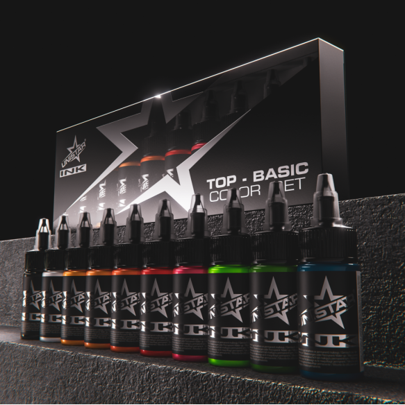 Top Basic Color Set - UNISTAR INK - 10×30 ml - Set Colori Tattoo REACH